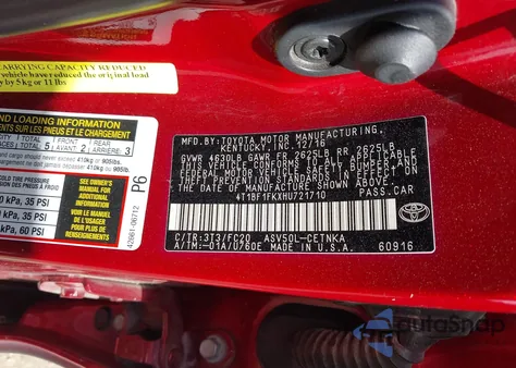 2017 Toyota Camry Le from USA, damaged, VIN 4T1BF1FKXHU721710